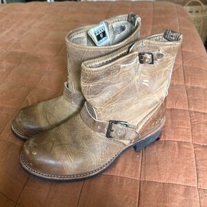 Frye Veronica leather buckle moto boots